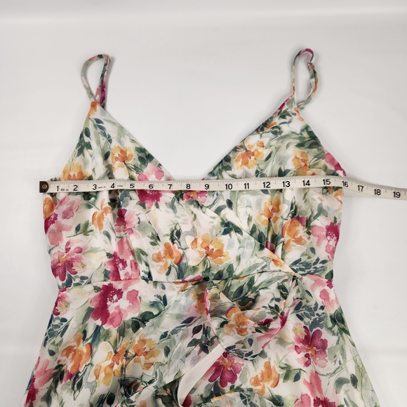 Lulus Fly Me to Florence White Floral Print Ruffled High-Low Dress Size Small - Picture 12 of 16